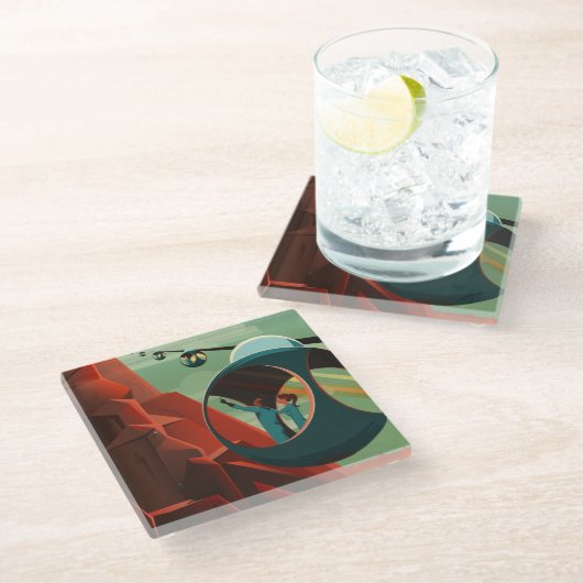 Mars Olympus Mons Höchstes Vulkansolarsystem Glasuntersetzer (Schrägansicht)