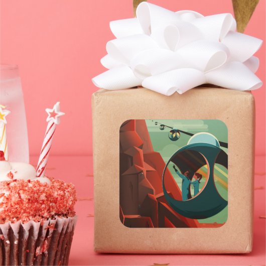 Mars Olympus Mons Höchstes Vulkansolarsystem Quadratischer Aufkleber (Party)