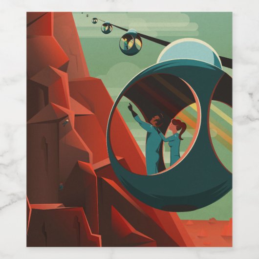 Mars Olympus Mons Höchstes Vulkansolarsystem Weinetikett (Einzelnes Label)