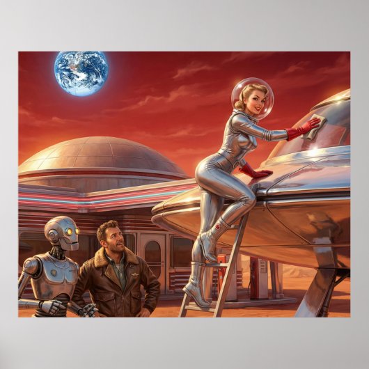 Mars Pit Stop – Zukunft der 1950er Jahre Poster (Vorne)