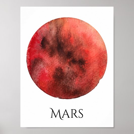 Mars Planet Wasserfarbenposter Poster (Vorne)