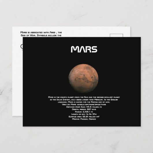 Mars Postkarte (Vorne/Hinten)