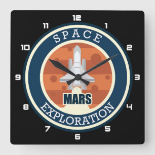 Mars / Raumforschung Quadratische Wanduhr