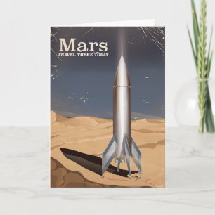 Mars - Reise heute dorthin Vintage-Reiseposter Feiertagskarte