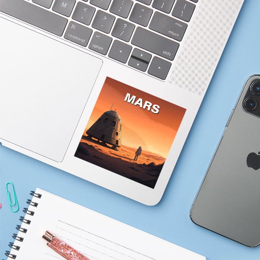 Mars reisen aufkleber (Laptop mit iPhone)