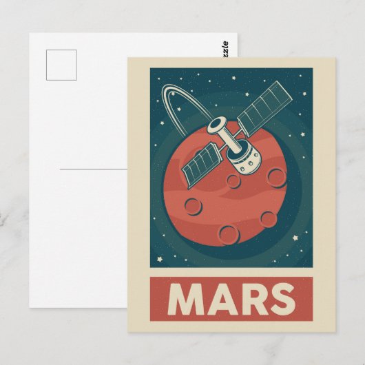 Mars Retro Galaxy Satellite Postkarte (Vorne/Hinten)