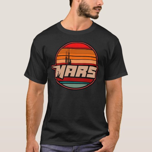 Mars Roter Planet Erkundungs-Logo Abzeichen-Emblem T-Shirt (Vorderseite)
