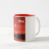 Mars Science Fiction Vintage Reiseplakat Zweifarbige Tasse (VorderseiteRechts)