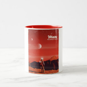Mars Science Fiction Vintage Reiseplakat Zweifarbige Tasse