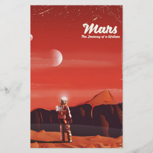 Mars Science-Fiction-Vintage-Reiseposter Briefpapier