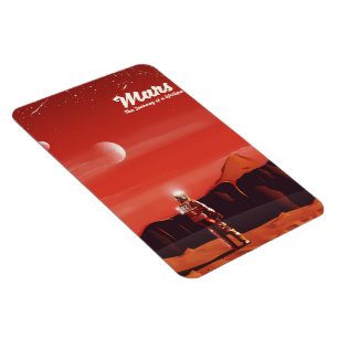 Mars Science-Fiction-Vintage-Reiseposter Magnet