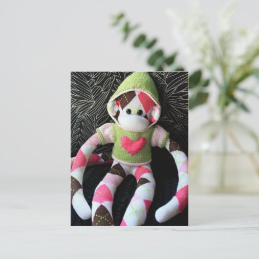 Mars Sock Monkey Post Card - Apfel Postkarte (Stehend Vorderseite)