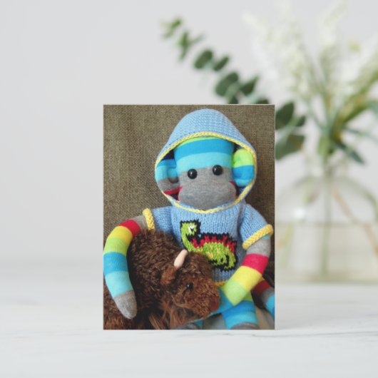 Mars Sock Monkey Post Card - Jed Postkarte (Stehend Vorderseite)