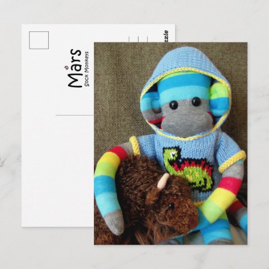 Mars Sock Monkey Post Card - Jed Postkarte (Vorne/Hinten)