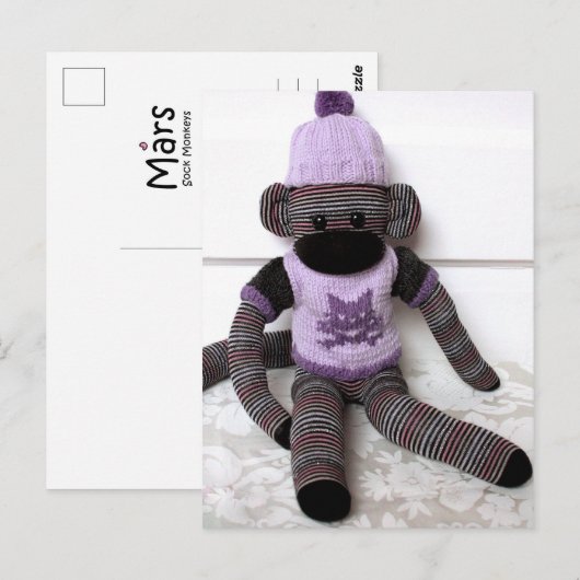Mars Sock Monkey Post Card - Vivi Postkarte (Vorne/Hinten)