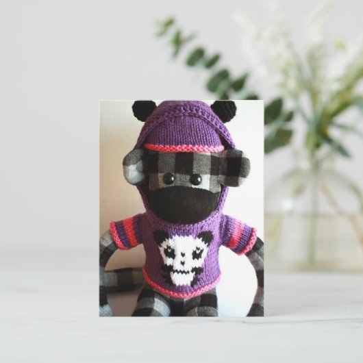 Mars Sock Monkey Post Card - Yuki Postkarte (Stehend Vorderseite)