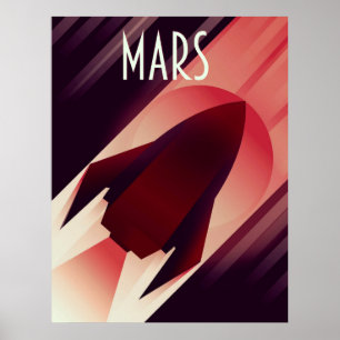Mars Starship Art Deco Weltraumkunst Poster