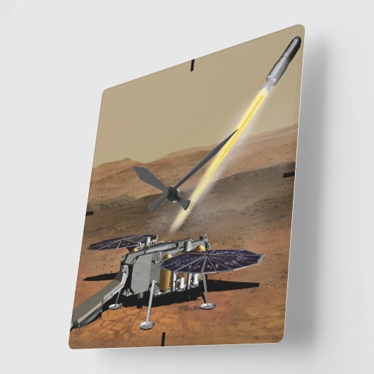 Mars starten aus den Mars. Quadratische Wanduhr (Winkel)
