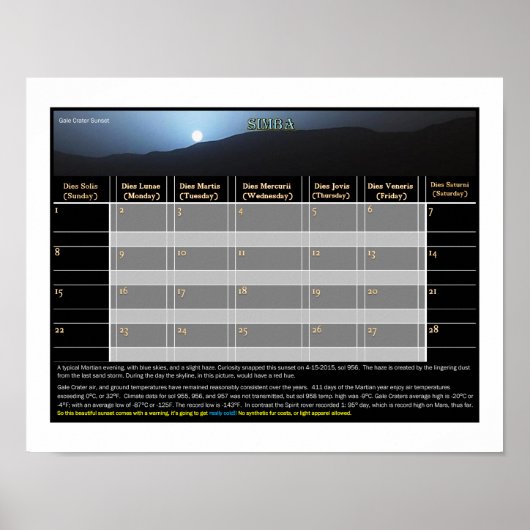 Mar's Sunset: Gale Crater Poster (Vorne)