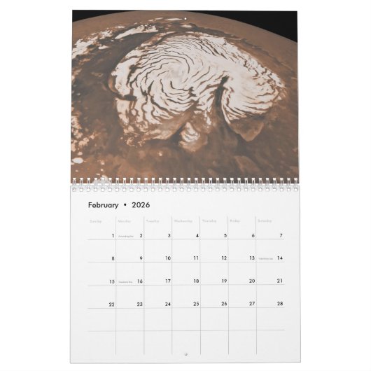 Mars und Mars Raumfahrzeuge Kalender (Feb 2026)