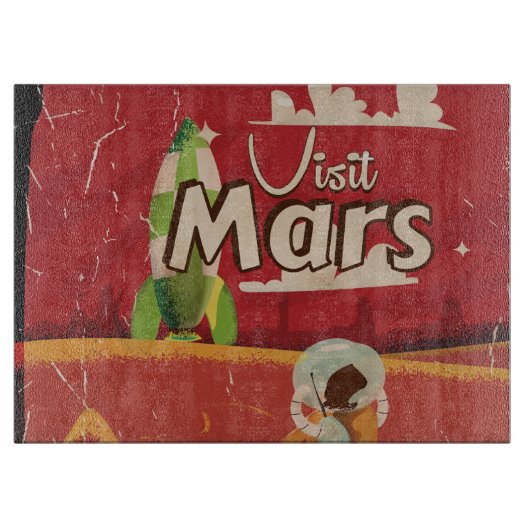 Mars Vintage Travel Poster Schneidebrett (Vorderseite)