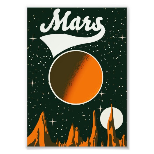 Mars Vintage Weltraumkunst Fotodruck (Vorne)