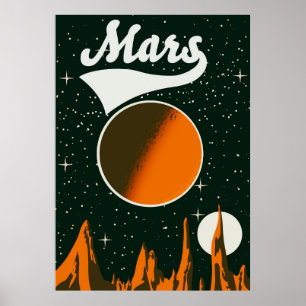 Mars Vintage Weltraumkunst Poster
