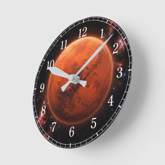 Mars Wall Clock — Space-Inspired Design Runde Wanduhr (Winkel)