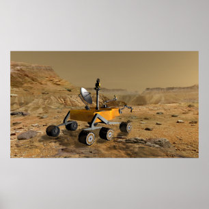 Mars-Wissenschafts-Labor reist nahe einer Schlucht Poster