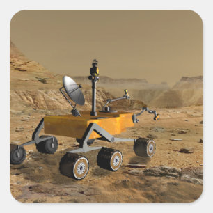 Mars-Wissenschafts-Labor reist nahe einer Schlucht Quadratischer Aufkleber
