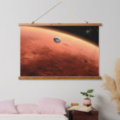 Mars Wissenschaftslabor nähernde Mars. Wandteppich Mit Holzrahmen (Schlafzimmer)