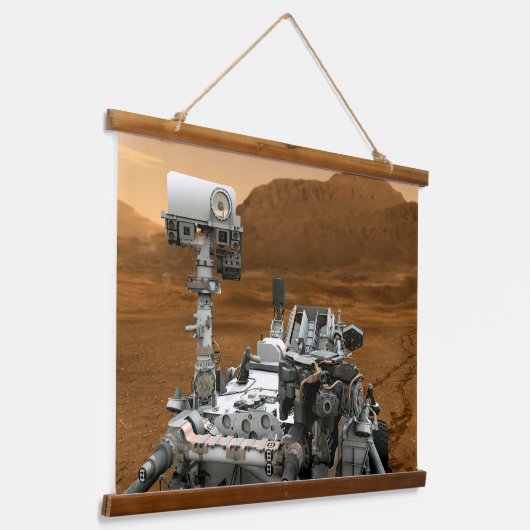 Mars Wissenschaftslabor Neugier Rover. 3 Wandteppich Mit Holzrahmen (Gewinkelt)