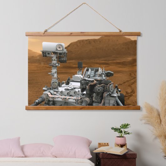 Mars Wissenschaftslabor Neugier Rover. 3 Wandteppich Mit Holzrahmen (Schlafzimmer)