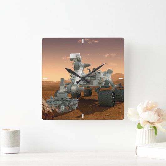 Mars Wissenschaftslabor Neugier Rover. 4 Quadratische Wanduhr (Zuhause)