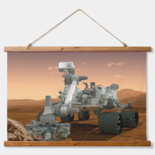 Mars Wissenschaftslabor Neugier Rover. 4 Wandteppich Mit Holzrahmen