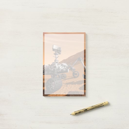 Mars Wissenschaftslabor Neugier Rover. Post-it Klebezettel (Auf Schreibtisch)