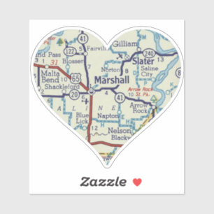 Marsahall MO Retro Map Aufkleber