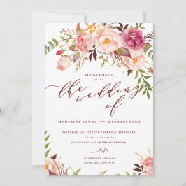 Marsala and Gold Boho Garden Wedding Einladung