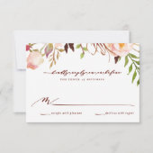 Marsala and Gold Boho Garden Wedding Repair Card RSVP Karte (Vorderseite)