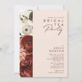 Marsala Autumn Floral | Blush Bridal Tee Party Einladung (Vorderseite)