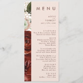 Marsala Autumn Floral | Blush Wedding Dinner Menu Menükarte (Vorderseite)