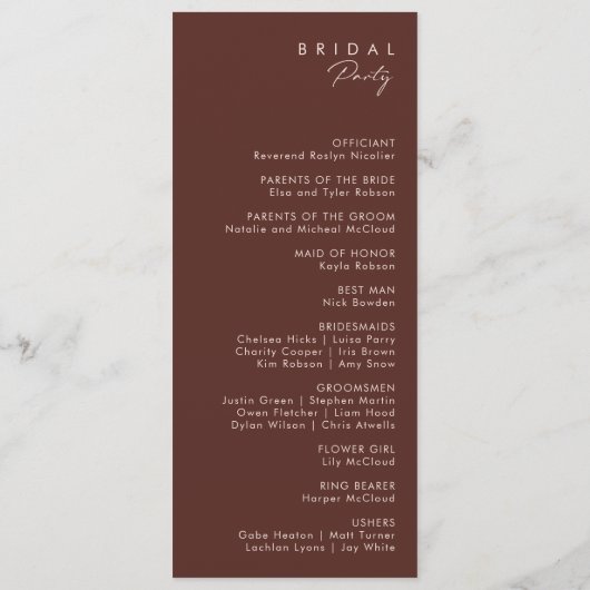 Marsala Autumn Floral | Blush Wedding Program Programm (Rückseite)