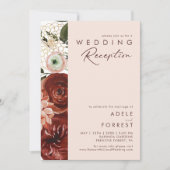Marsala Autumn Floral | Blush Wedding Reception Einladung (Vorderseite)