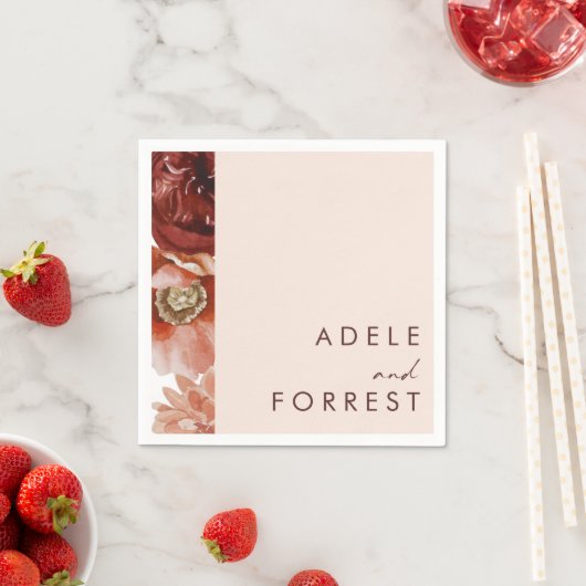 Marsala Autumn Floral | Blush Wedkins Serviette (Beispiel)