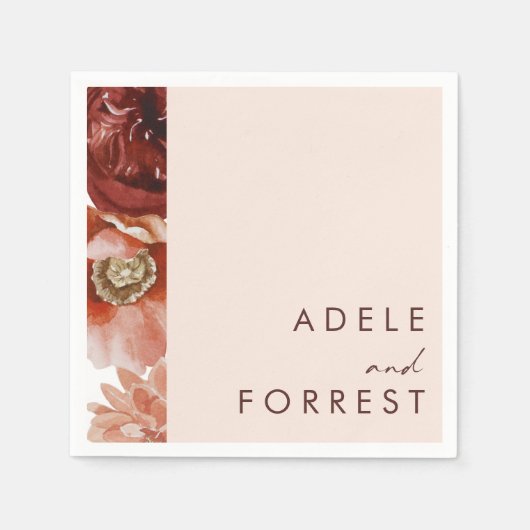 Marsala Autumn Floral | Blush Wedkins Serviette (Vorderseite)