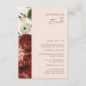 Marsala Autumn Floral | Blush Zeitplan für Veranst Begleitkarte (Vorderseite)