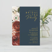 Marsala Autumn Floral | Bridal-Party der Marine Einladung (Stehend Vorderseite)