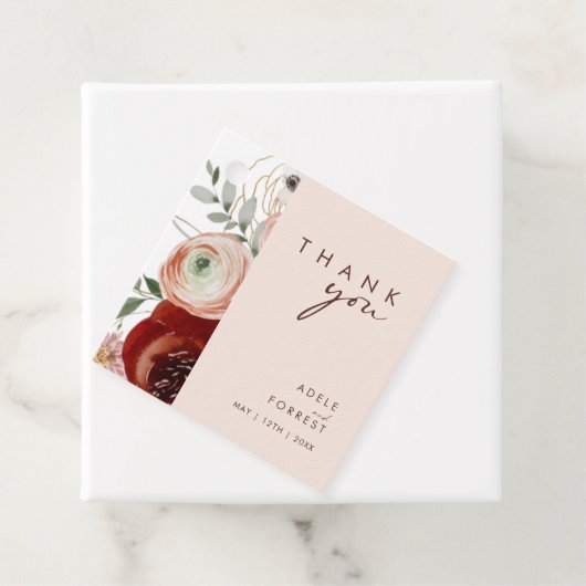 Marsala Autumn Floral | Danke. Geschenkanhänger (Beispiel)