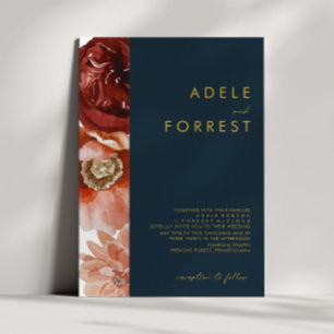 Marsala Autumn Floral Einladung der Marine zur H