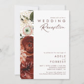 Marsala Autumn Floral | Empfang von White Wedding Einladung (Vorderseite)